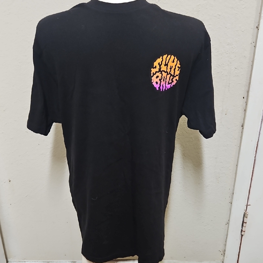 Santa Cruz Skateboards Black Tee with Orange and Pink Graphic
